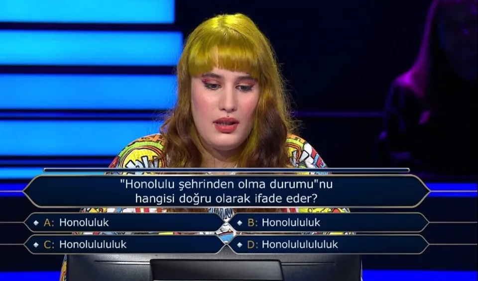 Yağmur Hanım, 5. soruda yarışmaya veda ediyor.