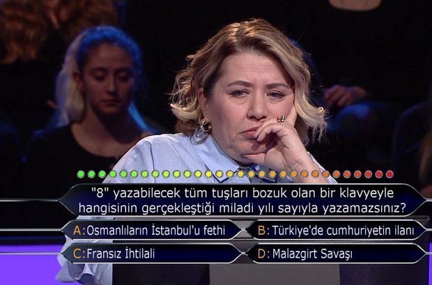 "8" yazabilecek tüm tuşları bozuk olan bir klavyeyle hangisinin gerçekleştiği miladi yılı sayıyla yazamazsınız?